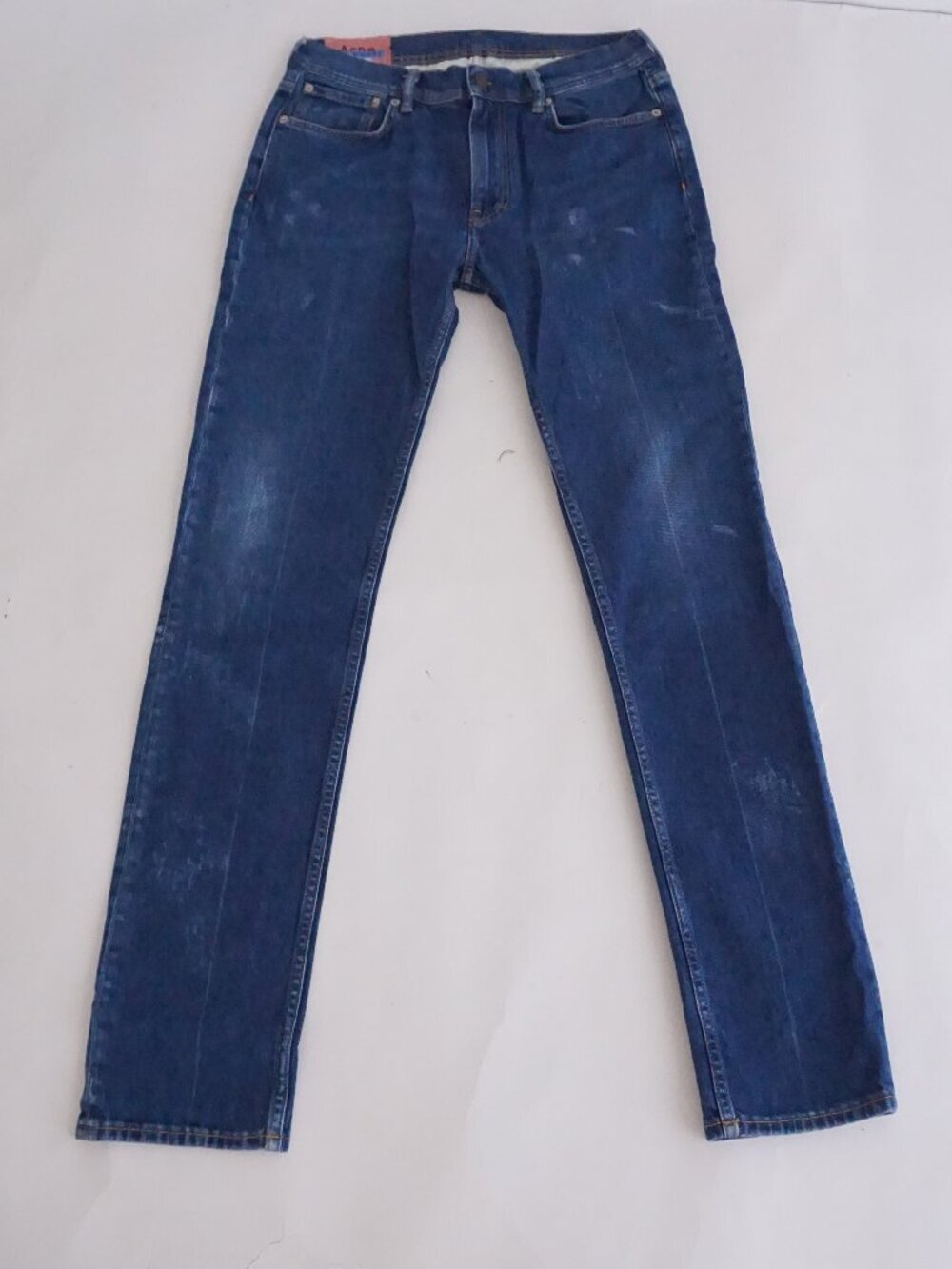 Acne Studios Bla Konst Blue Faded Wash Five Pocket Mid Rise Straight Jeans 33x32